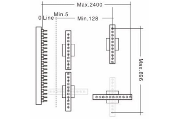 DW-305三排多轴木工钻床线框图